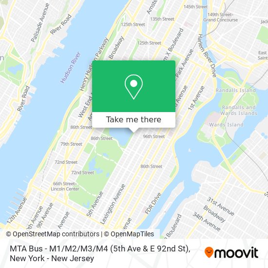 MTA Bus - M1 / M2 / M3 / M4 (5th Ave & E 92nd St) map