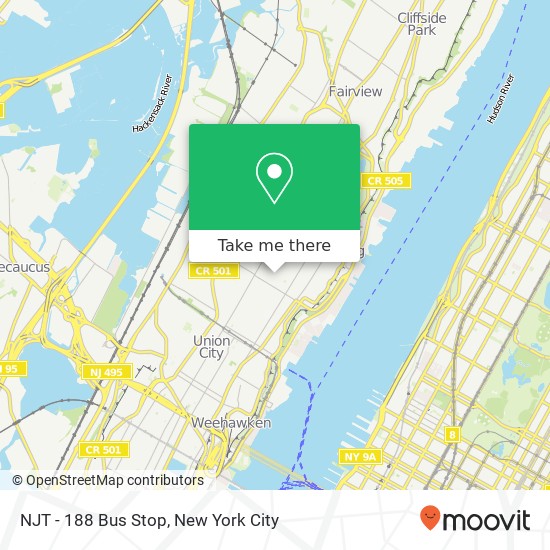 NJT - 188 Bus Stop map