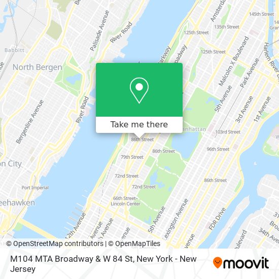 Mapa de M104 MTA Broadway & W 84 St