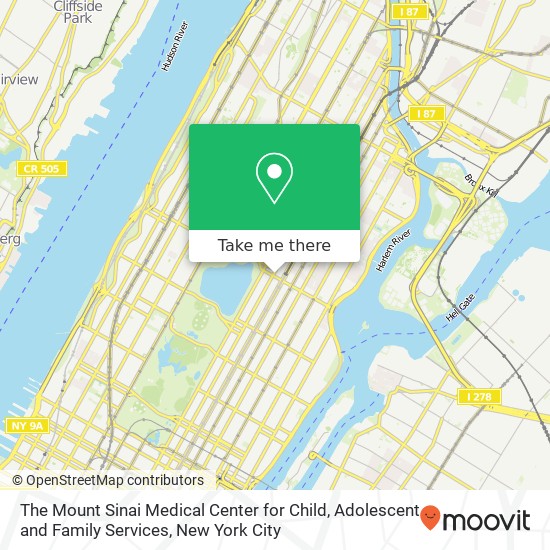 The Mount Sinai Medical Center for Child, Adolescent and Family Services map