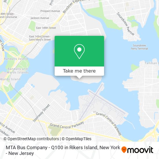 MTA Bus Company - Q100 in Rikers Island map