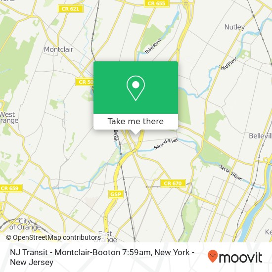 Mapa de NJ Transit - Montclair-Booton 7:59am