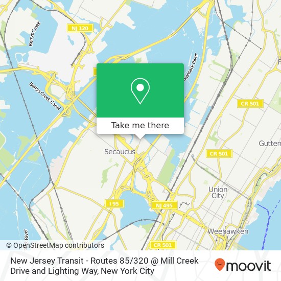 Mapa de New Jersey Transit - Routes 85 / 320 @ Mill Creek Drive and Lighting Way