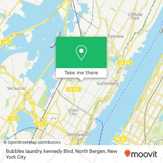 Bubbles laundry, kennedy Blvd, North Bergen map