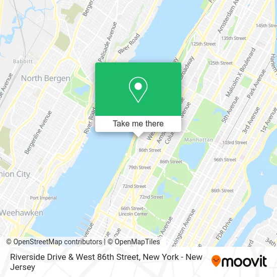 Riverside Drive & West 86th Street map