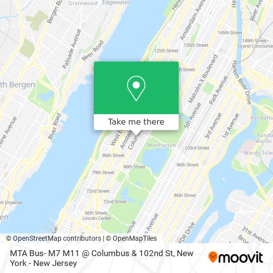 Mapa de MTA Bus- M7 M11 @ Columbus & 102nd St