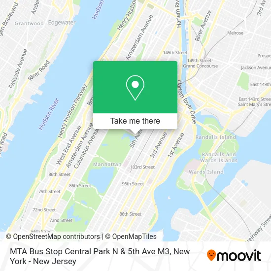 MTA Bus Stop Central Park N & 5th Ave M3 map
