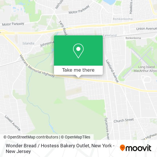 Mapa de Wonder Bread / Hostess Bakery Outlet