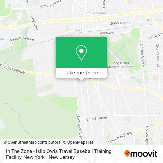 Mapa de In The Zone - Islip Owls Travel Baseball Training Facility