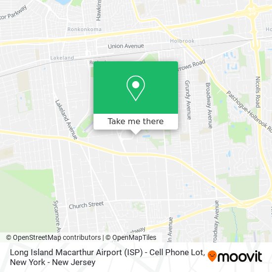 Long Island Macarthur Airport (ISP) - Cell Phone Lot map
