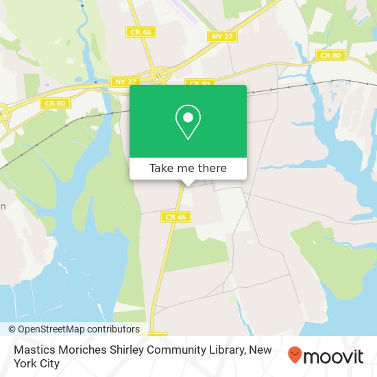 Mastics Moriches Shirley Community Library map