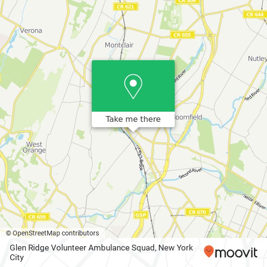 Mapa de Glen Ridge Volunteer Ambulance Squad