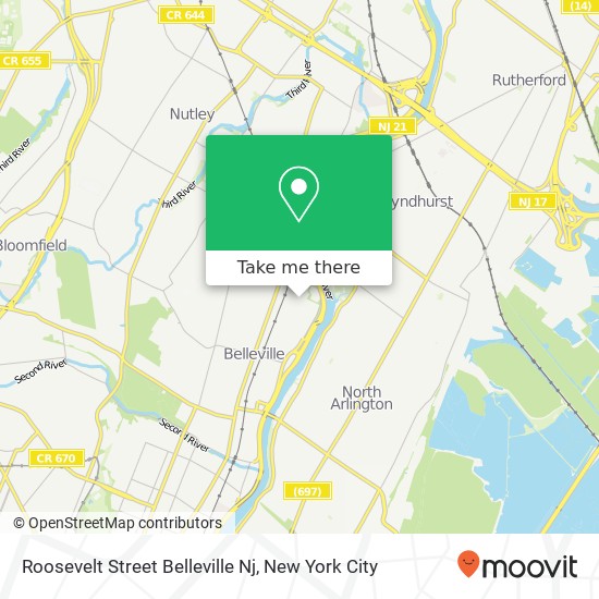 Mapa de Roosevelt Street Belleville Nj