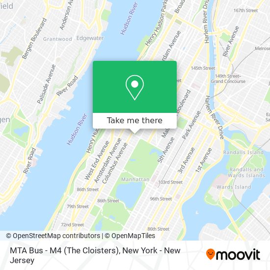 Mapa de MTA Bus - M4 (The Cloisters)