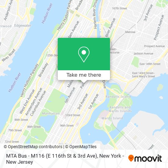 MTA Bus - M116 (E 116th St & 3rd Ave) map