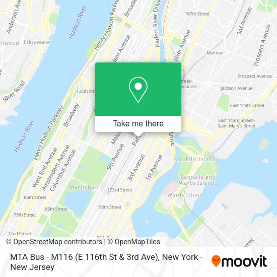 Mapa de MTA Bus - M116 (E 116th St & 3rd Ave)