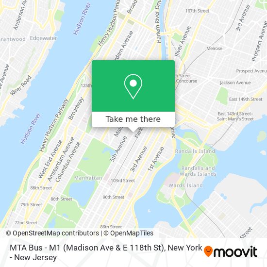 MTA Bus - M1 (Madison Ave & E 118th St) map