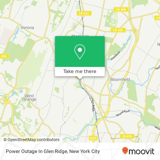 Power Outage In Glen Ridge map