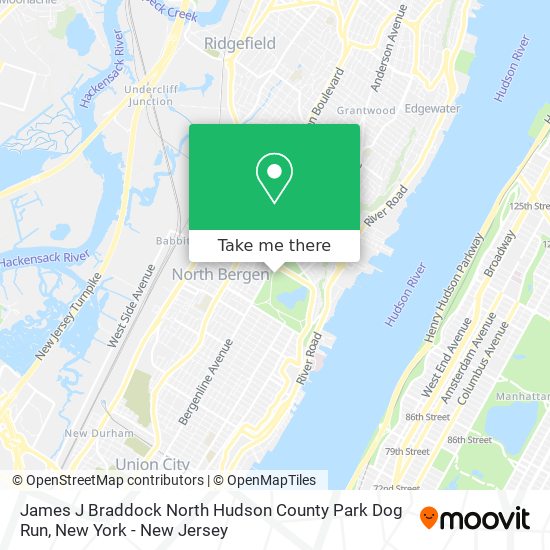 Mapa de James J Braddock North Hudson County Park Dog Run