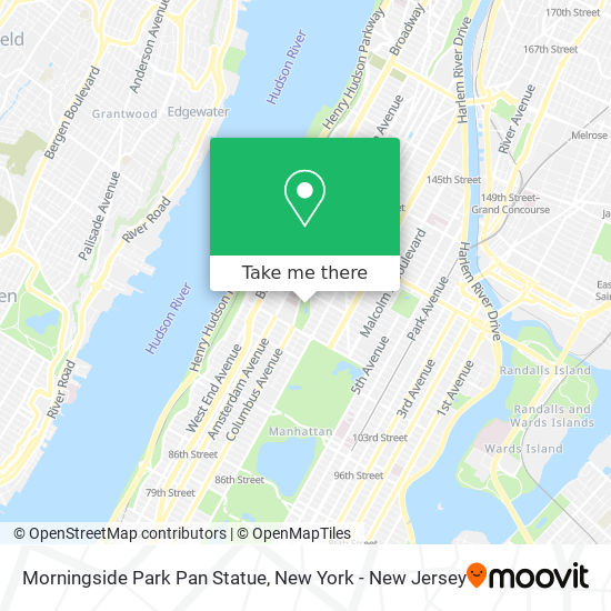 Morningside Park Pan Statue map