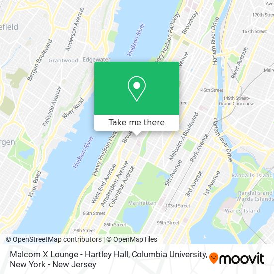 Mapa de Malcom X Lounge - Hartley Hall, Columbia University