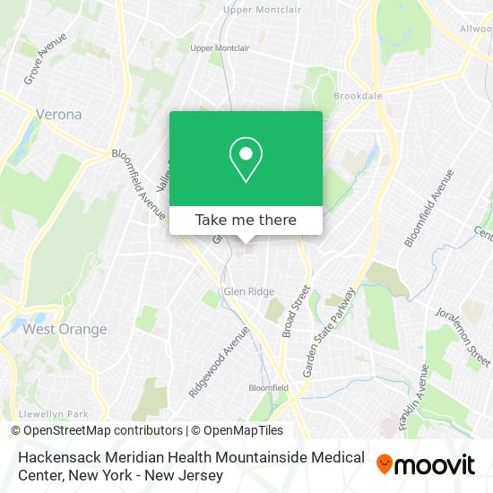 Mapa de Hackensack Meridian Health Mountainside Medical Center