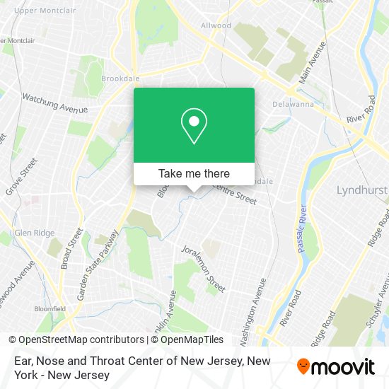 Ear, Nose and Throat Center of New Jersey map