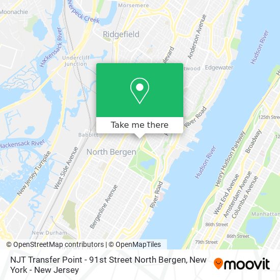 Mapa de NJT Transfer Point - 91st Street North Bergen