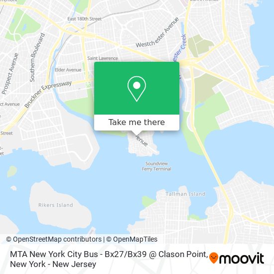 Mapa de MTA New York City Bus - Bx27 / Bx39 @ Clason Point