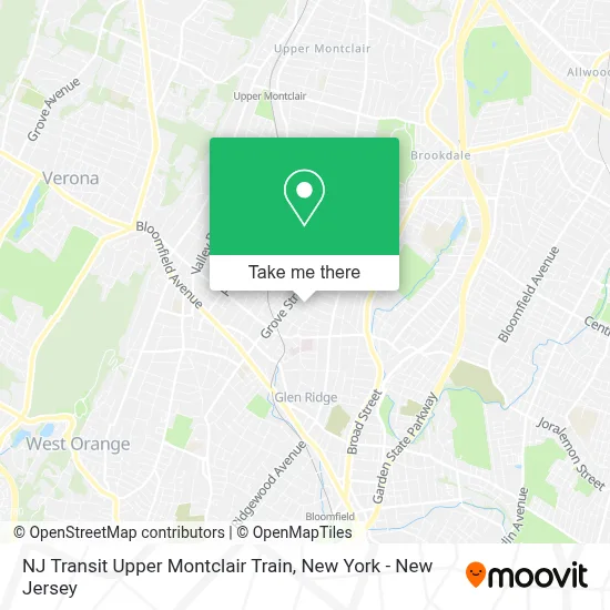 NJ Transit Upper Montclair Train map