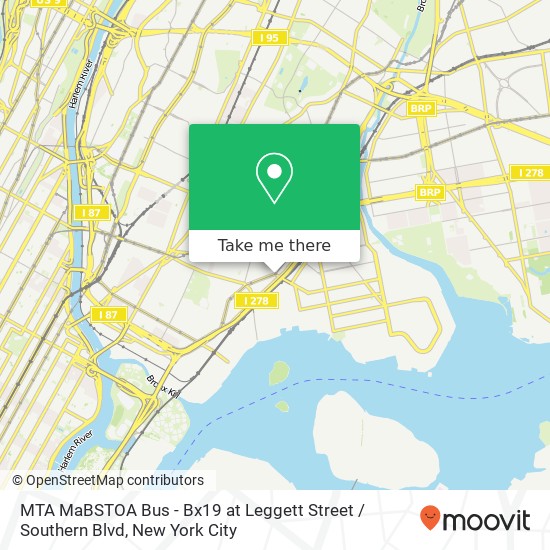 MTA MaBSTOA Bus - Bx19 at Leggett Street / Southern Blvd map