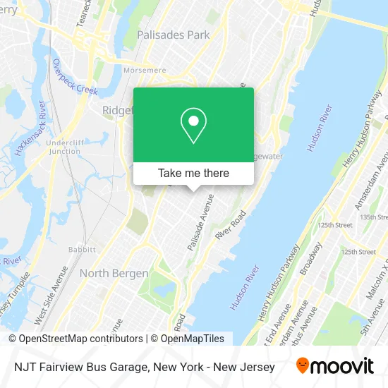 NJT Fairview Bus Garage map
