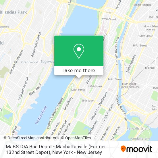 Mapa de MaBSTOA Bus Depot - Manhattanville (Former 132nd Street Depot)