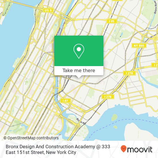 Mapa de Bronx Design And Construction Academy @ 333 East 151st Street