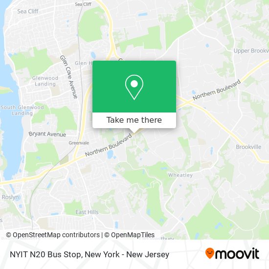 NYIT N20 Bus Stop map