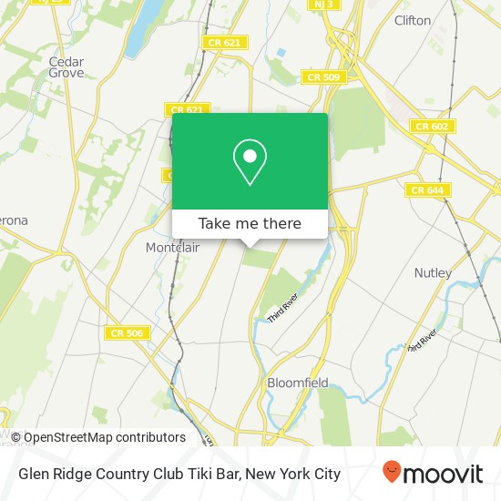 Mapa de Glen Ridge Country Club Tiki Bar