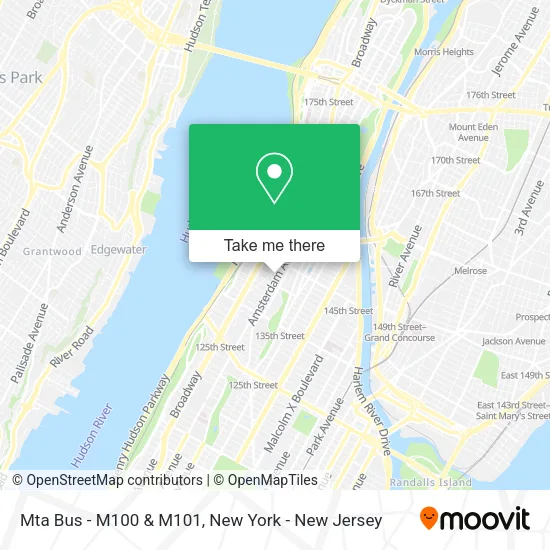 Mta Bus - M100 & M101 map