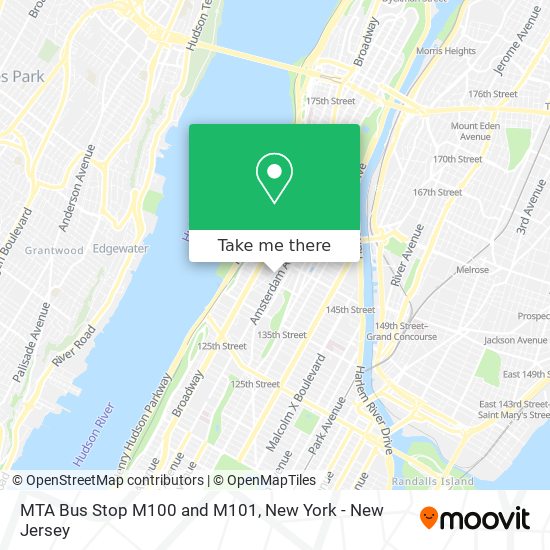 MTA Bus Stop  M100 and M101 map
