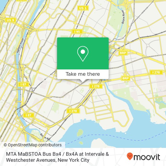 Mapa de MTA MaBSTOA Bus Bx4 / Bx4A at Intervale & Westchester Avenues