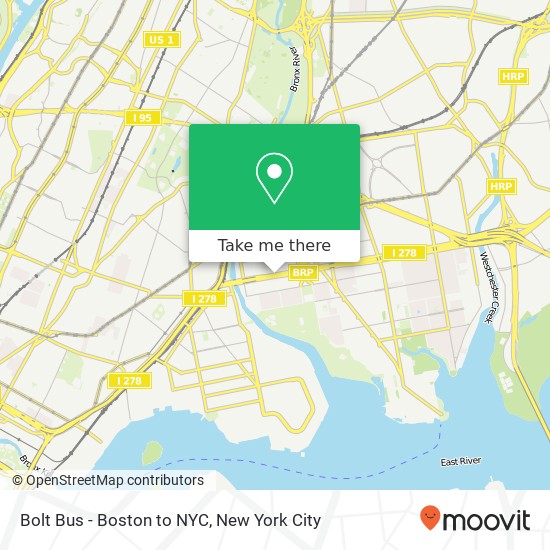 Mapa de Bolt Bus - Boston to NYC