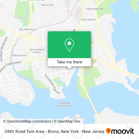 DMV Road Test Area - Bronx map