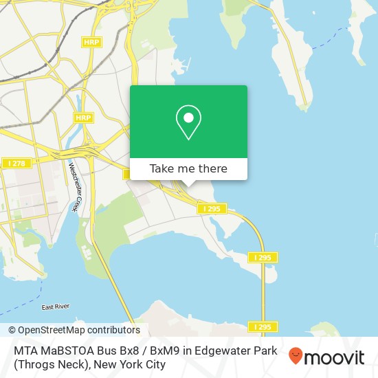 Mapa de MTA MaBSTOA Bus Bx8 / BxM9 in Edgewater Park (Throgs Neck)