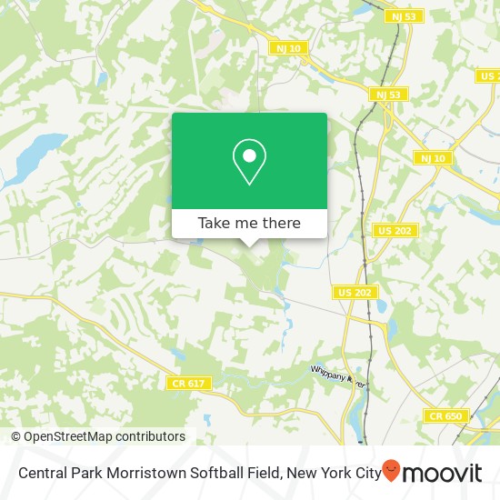 Mapa de Central Park Morristown Softball Field