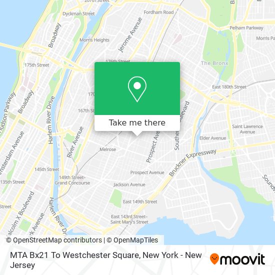 Mapa de MTA Bx21 To Westchester Square