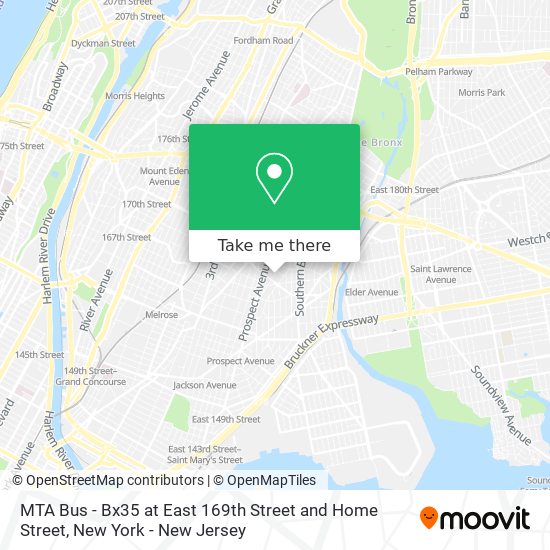 Mapa de MTA Bus - Bx35 at East 169th Street and Home Street