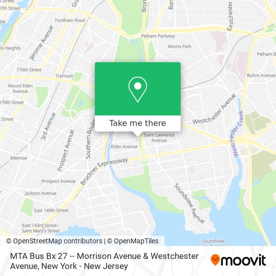 Mapa de MTA Bus Bx 27 -- Morrison Avenue & Westchester Avenue