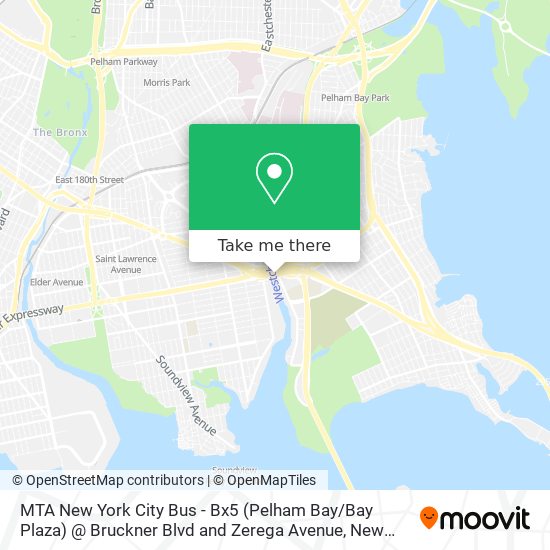 Mapa de MTA New York City Bus - Bx5 (Pelham Bay / Bay Plaza) @ Bruckner Blvd and Zerega Avenue