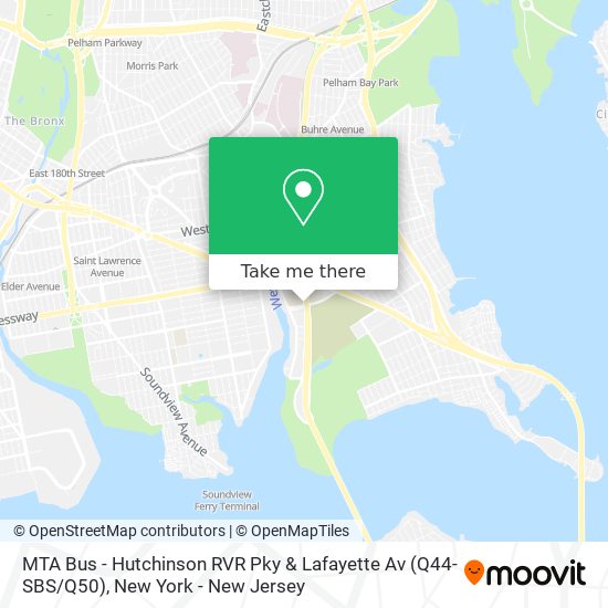 Mapa de MTA Bus - Hutchinson RVR Pky & Lafayette Av (Q44-SBS / Q50)