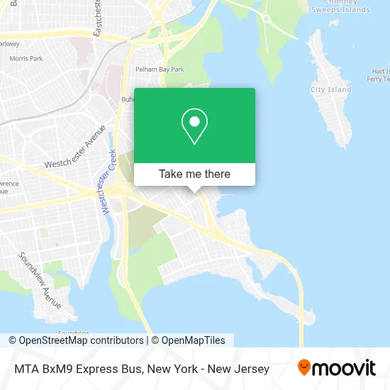 MTA BxM9 Express Bus map