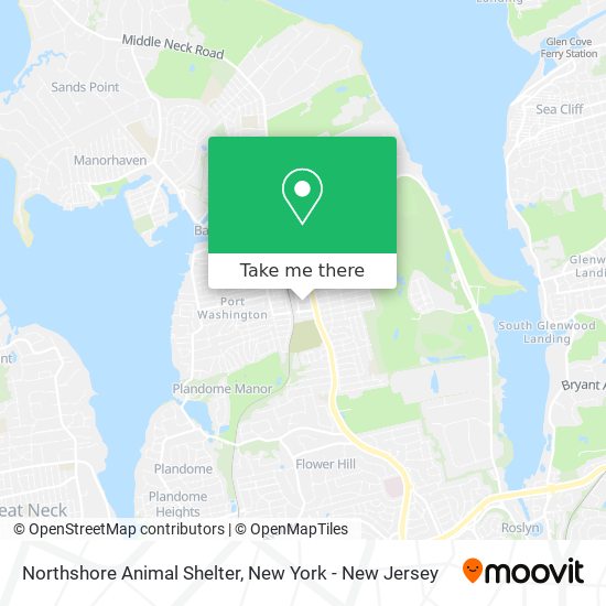 How to get to Northshore Animal Shelter in Port Washington, Ny by Bus,  Train or Subway?